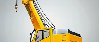 Современный автокран с высокой грузоподъемностью на строительной площадке, демонстрирующий работу стрелы, системы стабилизации и автоматизированные элементы.