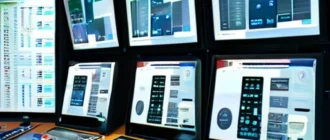 Современная автоматизированная крановая система с датчиками, интерфейсами управления и подключением к IoT