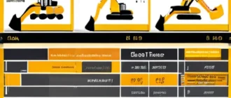 Инфографика современных универсальных экскаваторов для строительных работ, иллюстрирующая их модели, технические особенности и области применения